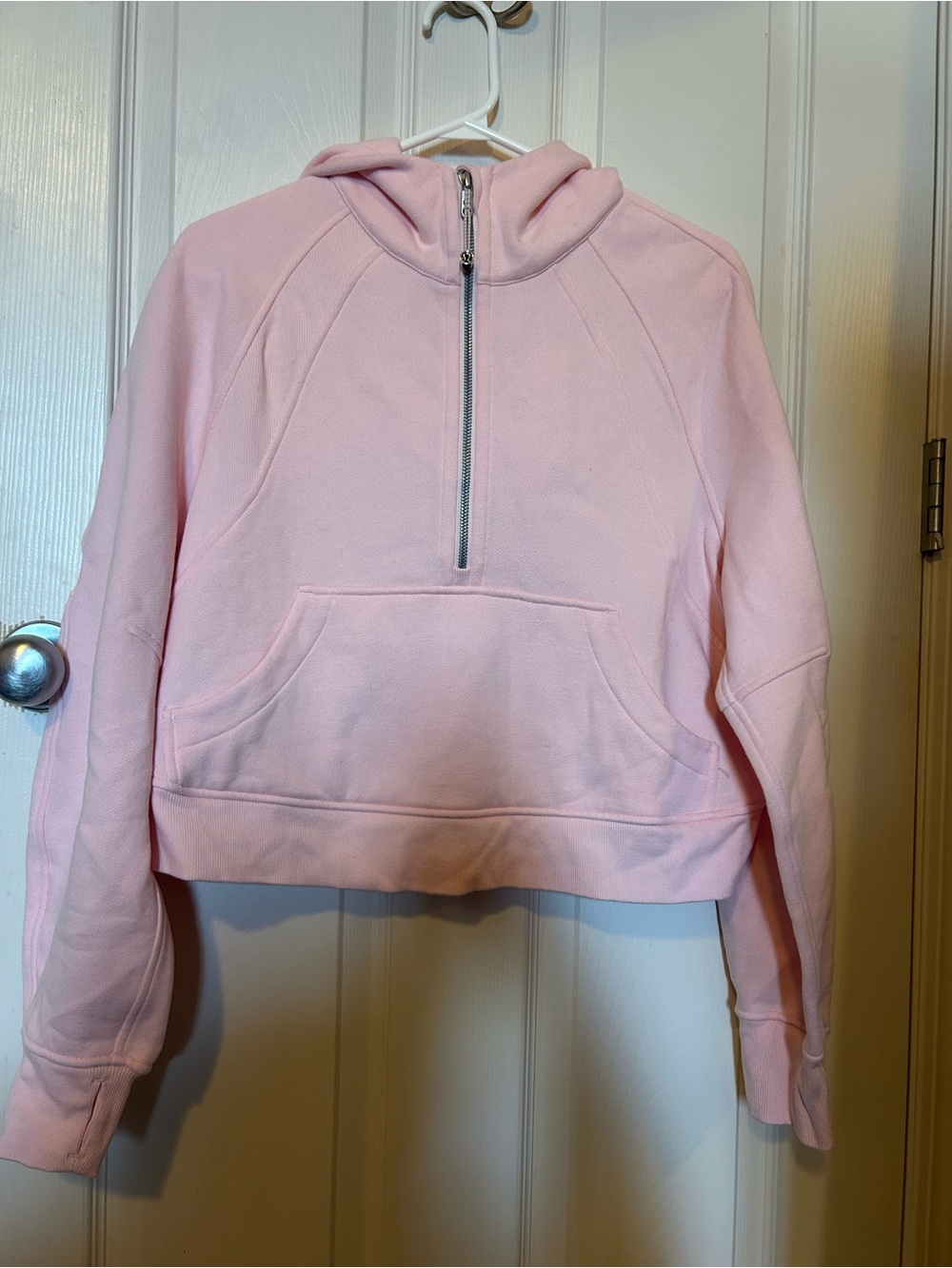 Light Pink Lululemon Half-Zip Hoodie Crop Top